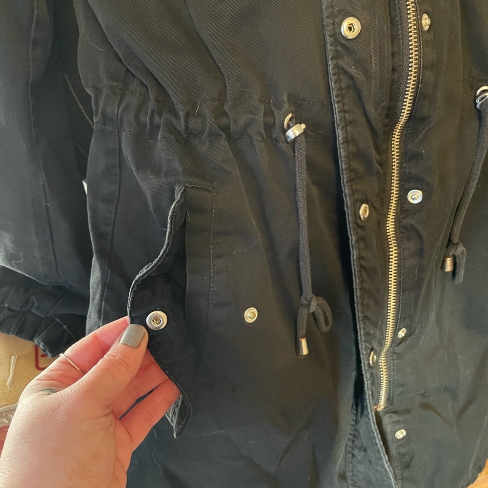 H&M Divided | Black Padded Parka Jacket with Hood | Size 8 - Picture 9 of 12